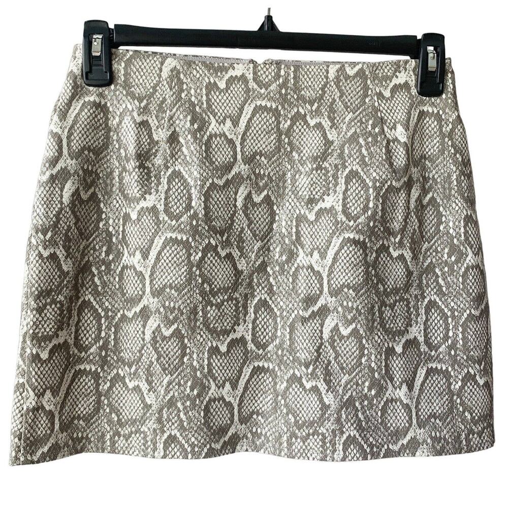 After Market Size Small Mini Skirt Gray Off-White Snakeskin Print Full Zip Lined